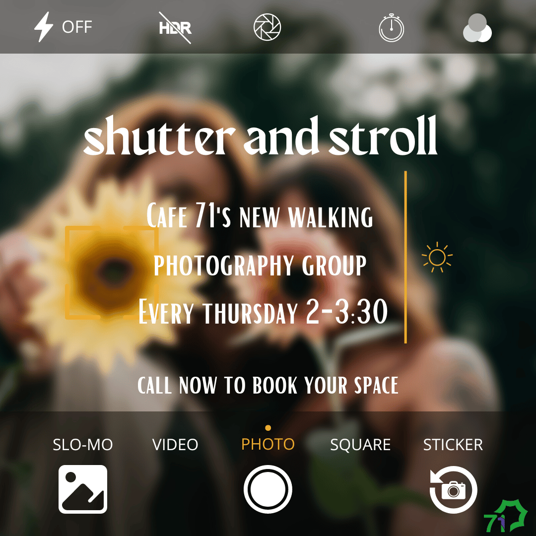 Our new walking photography group is up and running, join us for Shutter and Stroll every Thursday! Enjoy a walk through Chester and learn about photography with our fantastic volunteer!