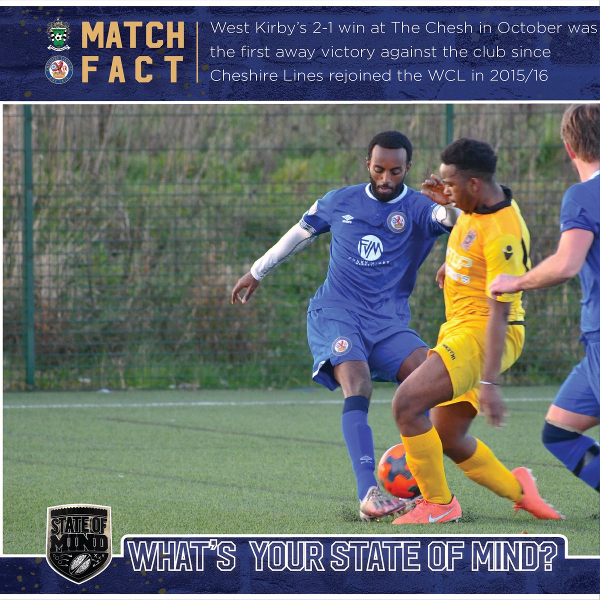 CheshireLinesFC's tweet photo. Here is all the info for tomorrow's game.

🆚 @WKFCReserves
📅 7 Jan 2023
🏟 Marine Park, Greenbank Road, CH48 5HL 
⚽️ 2pm
🏆 @WestCheshireLge 
🎟 Free
🎥 #cheshtv
🎧 #cheshfm
📱 #cheshmobile
🤝 @funkyvib3s @johnsonandboon @myriadmortgages @stateofmindsport @squadronemedia1 https://t.co/bOnE8XaiMQ