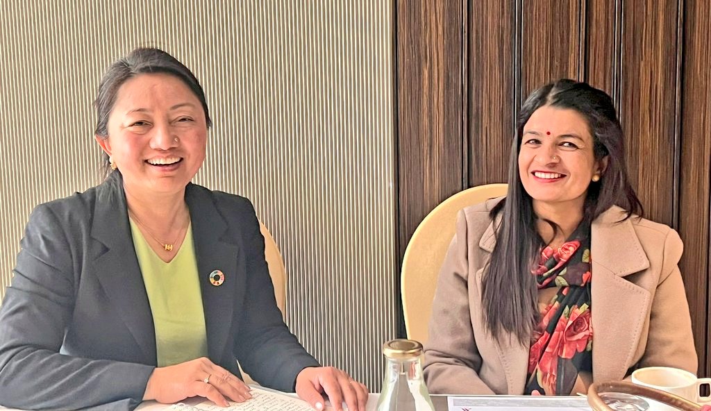 magar_binda's tweet photo. Very pleased to meet vice chair Gyatri Acharya of Melung Rural Municipality, Dolakha and discuss on issues of common interest, challenges and areas for collaboration. 
#Capacitybuilding
#EmpiwermentofWomen
#SkillEnhancement
#LocalEconomicDev
#Legalawareness https://t.co/EfyHfjQhbQ