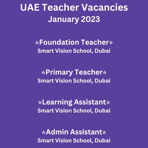 Cultur3dTeacher's tweet photo. Looking for teaching opportunities in Dubai? Look no further...

The rapidly expanding @SmartVisionSch1 have some amazing opportunities - check them out at https://t.co/bm4ZUffWLV

#jobindubai #uaejobs #teachertwitter #edutwitter https://t.co/EeRfelfpbw