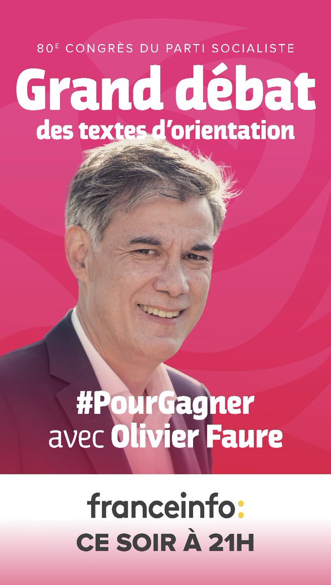 Unis avec @faureolivier pour ce grand moment de démocratie. 
Retrouvons-nous ce soir à 21h sur @franceinfo. 
Le #granddebat est un moment important dans ce #CongresPS il permettra de voir qui peut tenir la barre à gauche. 
Spoiler : seul @faureolivier en es capable. 
@Pour_Gagner