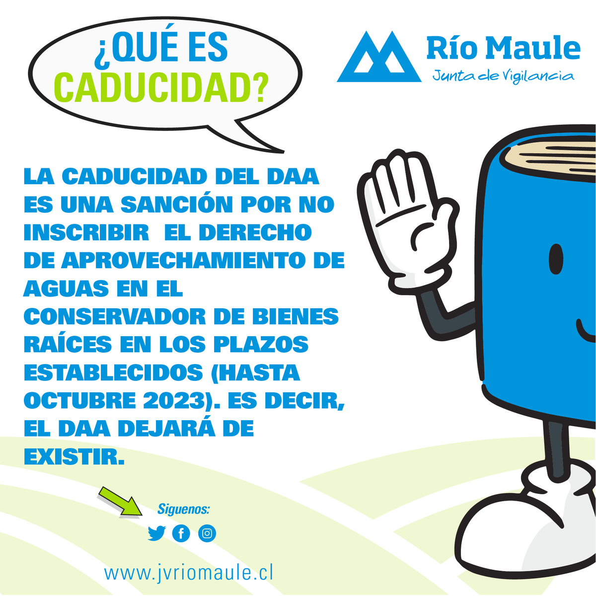JVMRioMaule's tweet photo. 📌 Hay algunos términos con los que muchas veces nos encontramos y que no sabemos su significado. Es por eso que hoy te queremos explicar que es la Caducidad de los Derechos de Aprovechamiento de Aguas (DAA) 💦 y cuándo se produce.👋#jvrm #agricultura #agua #riego https://t.co/yWiFs9yvWZ