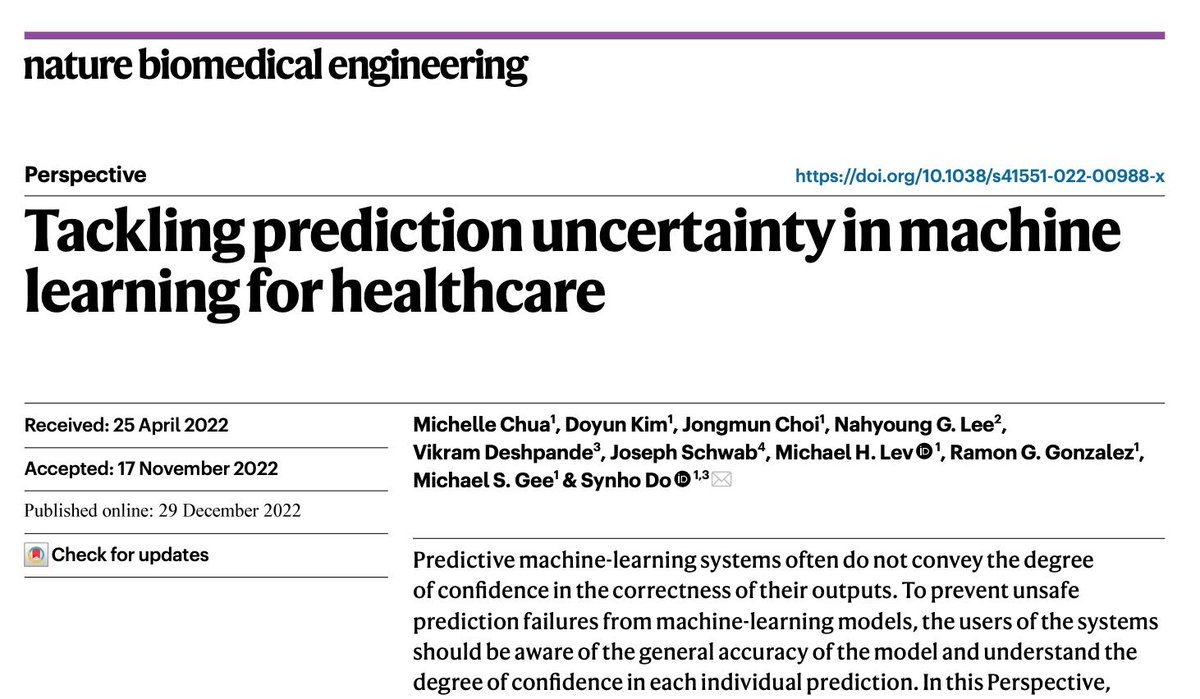 Mass General Brigham Data Science Office (DSO) (@clindatsci) on Twitter photo Congratulations to the Mass General Brigham team for their recent publication in Nature Biomedical Engineering journal! Read article here: rdcu.be/c2s0k
<a href="/SynhoDo/">Synho Do, PhD</a>
#ArtificialIntelligence #MachineLearning Congratulations to the Mass General Brigham team for their recent publication in Nature Biomedical Engineering journal! Read article here: rdcu.be/c2s0k
<a href="/SynhoDo/">Synho Do, PhD</a>
#ArtificialIntelligence #MachineLearning