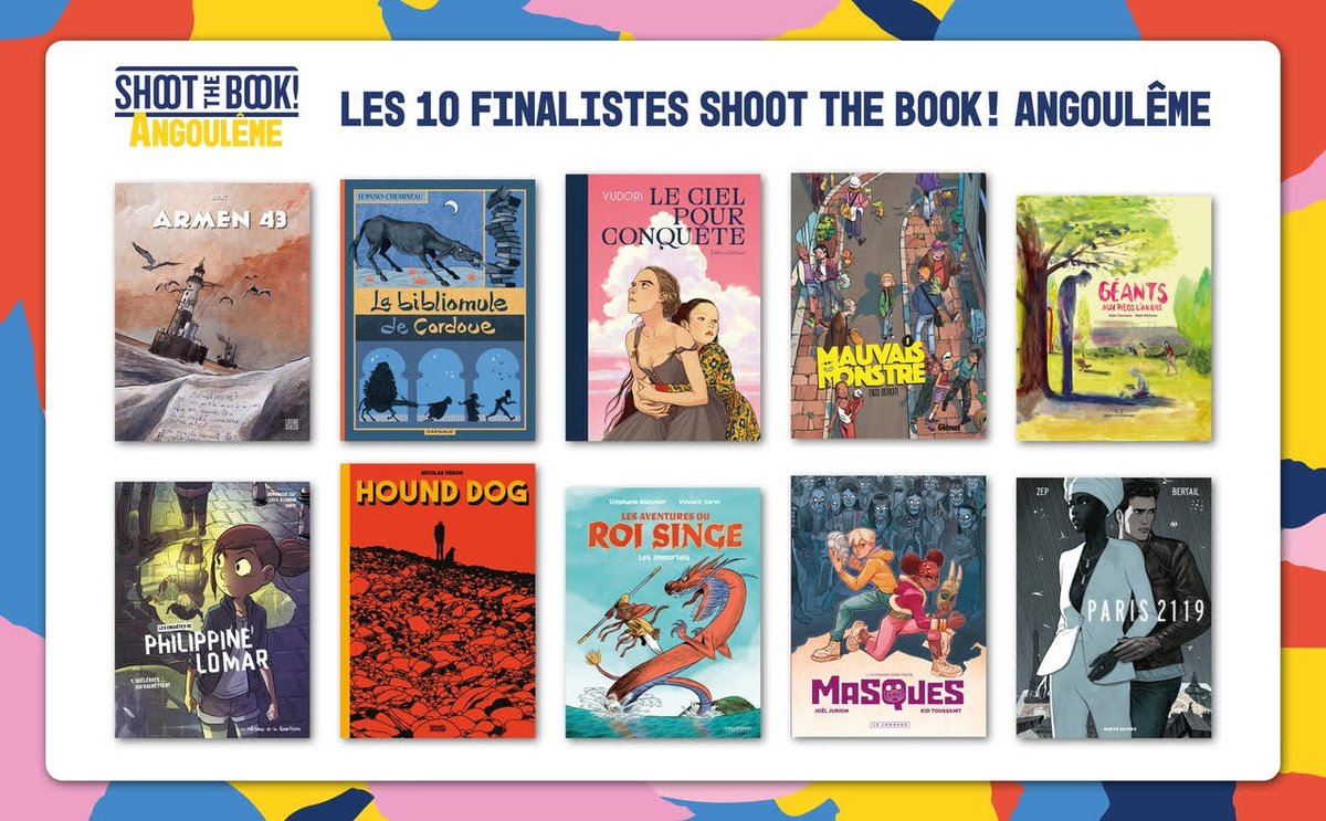livreshebdo's tweet photo. ADAPTATION AUDIO-VISUELLE > Angoulême : 10 BD en lice pour Shoot the Book https://t.co/uxB8fCQHed

@LocusSolusEd @EDITIONSDENOEL @EditionsDargaud @DelcourtBD @bdgallimard @ed_laGouttiere @LeLombard @GlenatBD @ruedesevresBD #bd https://t.co/rjCgUkCm8C