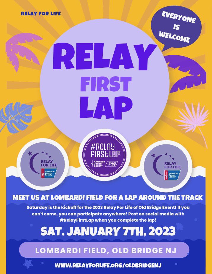#RelayFirstLap is TOMORROW! Bring your friends, family and neighbors to Lombardi Field at 12 pm tomorrow to take a lap around the track to signify your commitment to fighting cancer at the beginning of the year! @OBSupCittadino <a href="/FazioSally/">Mrs. Fazio 💜</a>