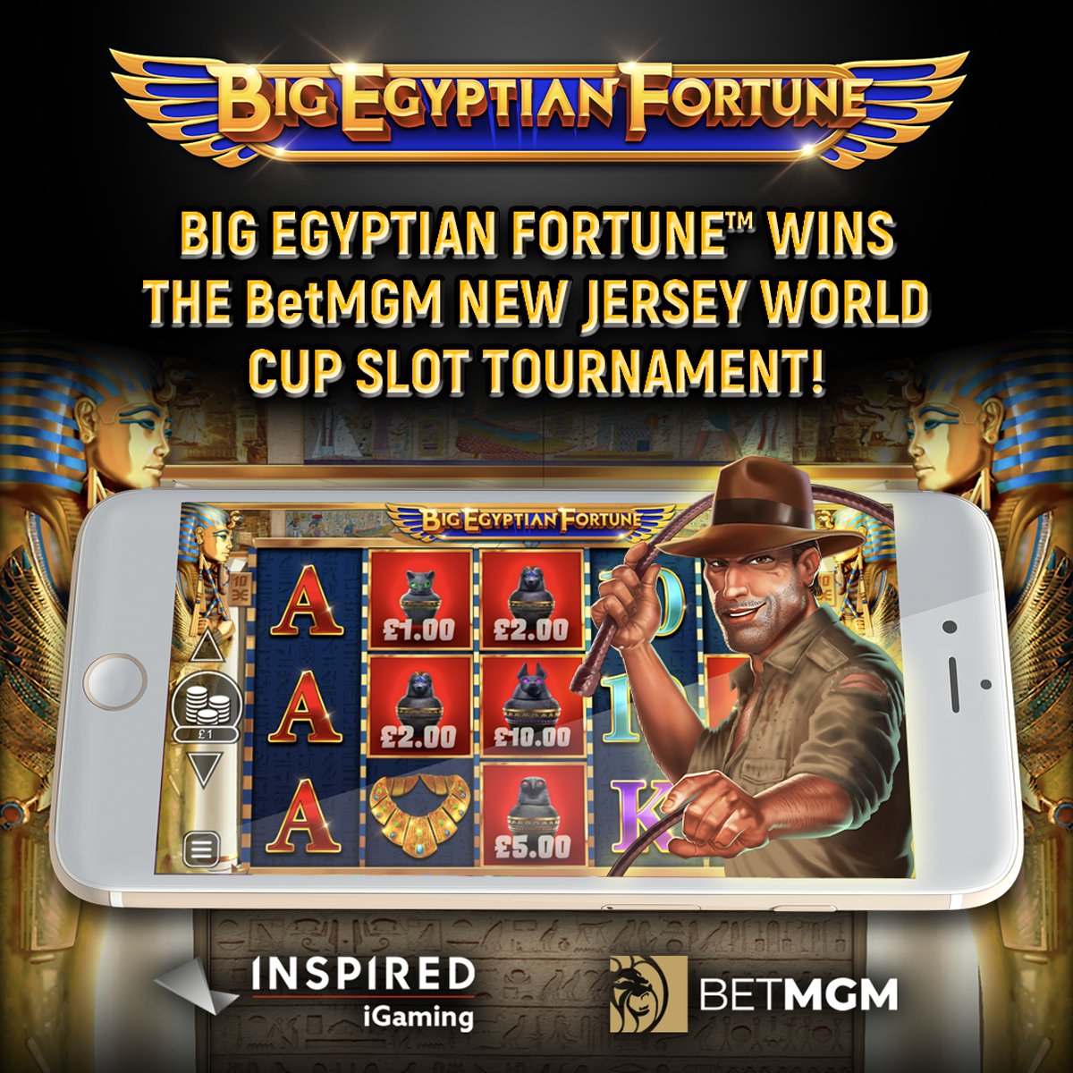 Inspired is thrilled to announce our iGaming theme Big Egyptian Fortune™ won the annual @BetMGM World Cup Slot Tournament in New Jersey! This tournament had slot games compete head-to-head with only the most wagered game moving on.
Demo the Game  
