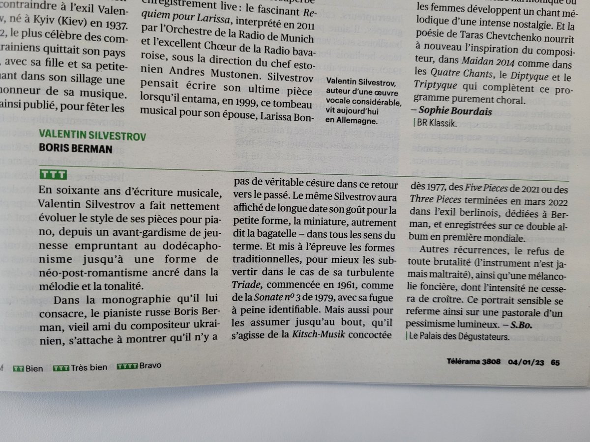 SophieBourdais's tweet photo. Les disques de la semaine (2/2) : portrait pianistique de #ValentinSilvestrov par son ami #BorisBerman, chez #LePalaisDesDégustateurs https://t.co/JA3Tun9F5U