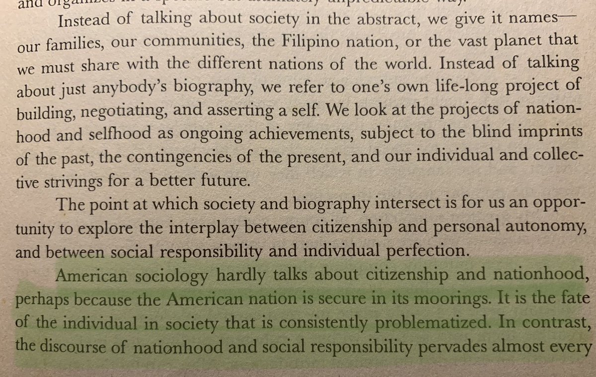 ImNotAFarmerBut's tweet photo. Additionally, 

“The Filipino nation is unfinished business, and therefore it is understandable that in public discourse the nation’s needs take moral precedence over individual fulfillment.” R. David, 2004. https://t.co/rwhbjdI3Px