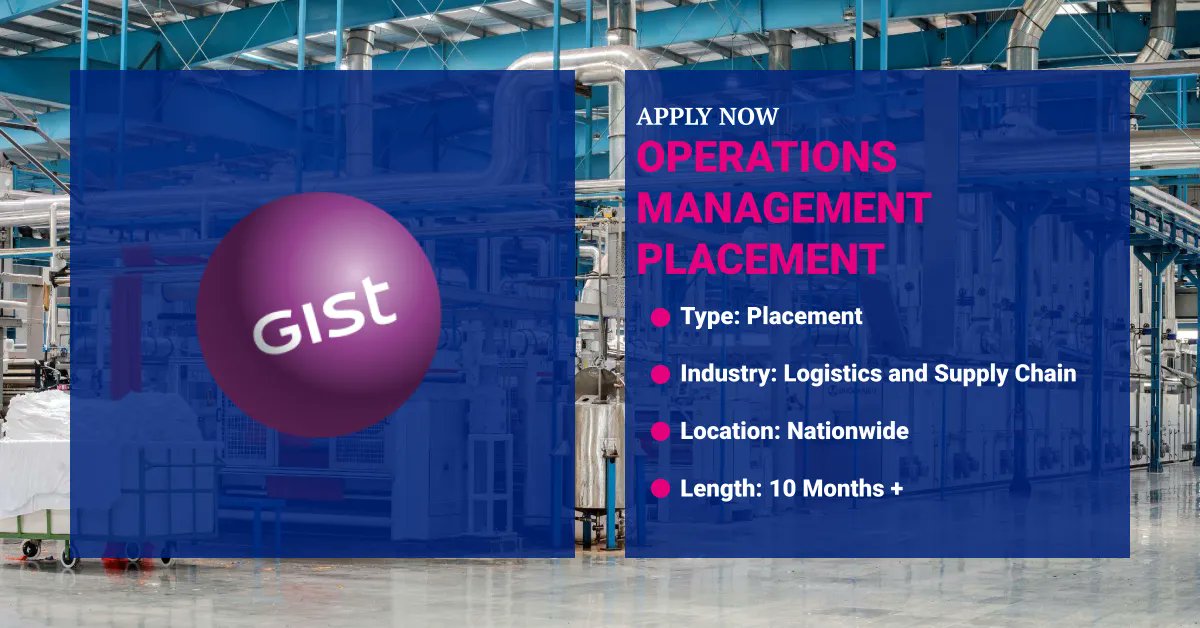 With this Operations Management Placement at GIST, you will join as a Team Leader and manage a shift in the Transport team! So if you are looking to increase those management skills and get a placement with REAL responsibility, apply here: buff.ly/3GJgkRk