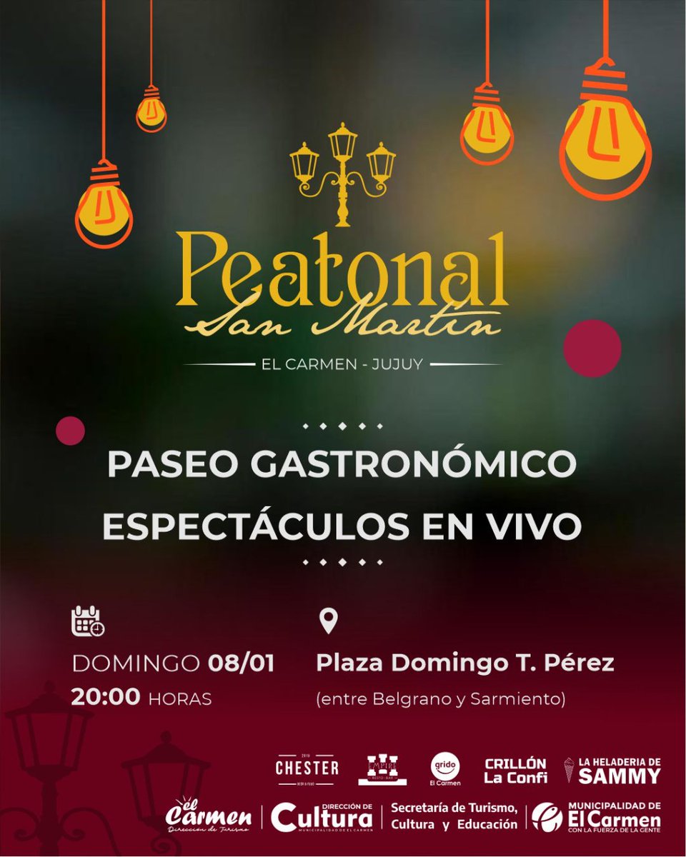 justin_chaile's tweet photo. PEATONAL SAN MARTÍN

Los esperamos para disfrutar de la noche carmense con grandes novedades 😎

Además disfrutá de la gastronomía y los espectáculos en vivo🎉 además promociones y descuentos 🎁

Estás vacaciones 2023 viví la experiencia carmense 2023📸

#ElCarmen #Jujuy https://t.co/Vs7UTNPQTw