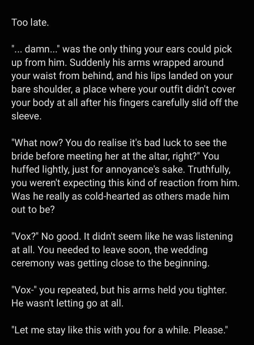 it_do_be_ket's tweet photo. Vox RP scenario pt 24 #VoxAkuma #VoxScenarios #voxrpideas #NSFW #AkuSMR #akumasutra #KinDrenched
(A/N: sooooo... I've been playing way too much genshin recently... and I was listening to scenario playlists when this happened, and um- brainrot, ig..???) https://t.co/1bOrct889l