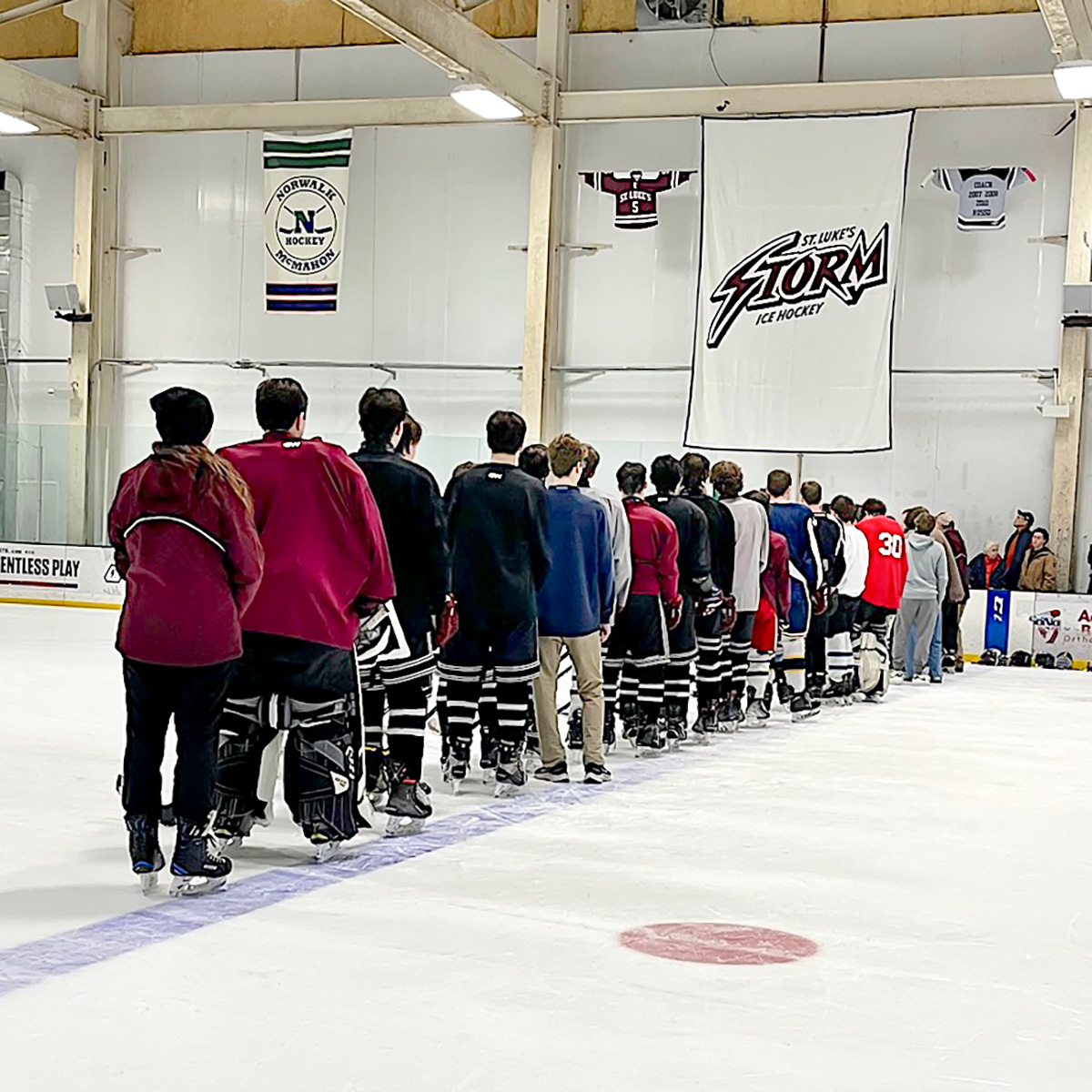 StLukesSchool's tweet photo. Teddy Balkind's #5 jersey was retired during a private ceremony. Today is one year since Teddy's passing. He is missed beyond words. #bemoreteddy #sticksoutforteddy #light4teddy #stlukesct https://t.co/BfrsRrIfNK