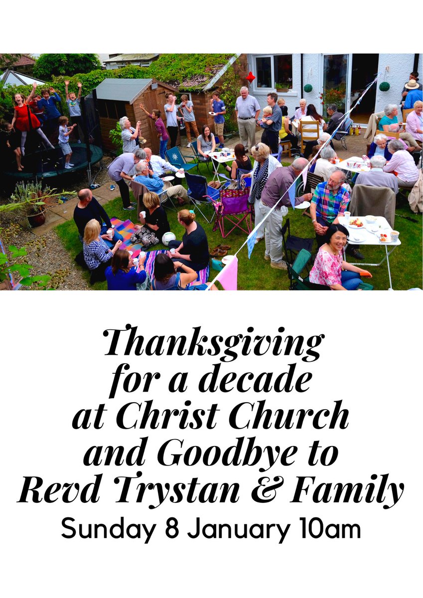 ChristChCardiff's tweet photo. Do join us this coming Sunday morning to give thanks for the past wonderful decade at our church and to say a proper goodbye to Revd Trystan, Sandra, and the kids. Service starts at 10am on Sunday (8 January). All welcome! https://t.co/TjZWmPc5te