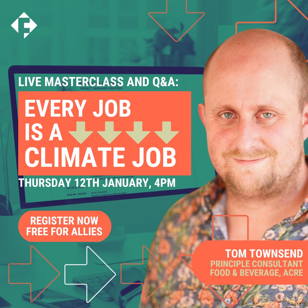 Join Tom Townsend, Principle Consultant at ESG Recruitment Agency, @Acre, as he explains how #GreenSkills should be implemented across all roles in your food or drink business🧠 Sign up to Tom’s Free Masterclass here: bit.ly/3CvGvbA Next Thursday, 4pm, via Zoom.