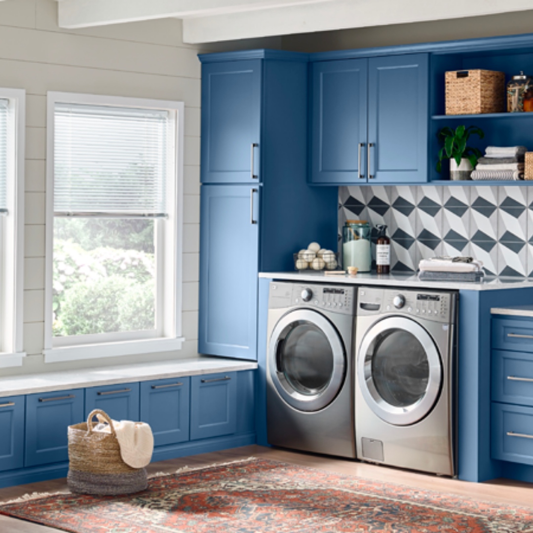 Maximize your laundry space by adding more cabinets to your #laundry room. Wolf Classic #cabinets offer great style and practical storage. Available at Excelsior Lumber. #njhomes #njliving #homeimprovement
