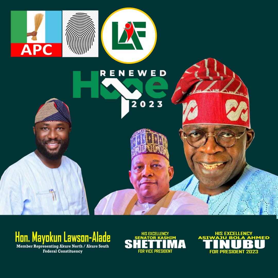 OluseyeAbimbola's tweet photo. LAF is BATIFIED
Akure North/South Federal Constituency is BATIFIED

@LawsonAlade is @Official_ABAT

#RenewedHope23 https://t.co/5odTXBGvcC