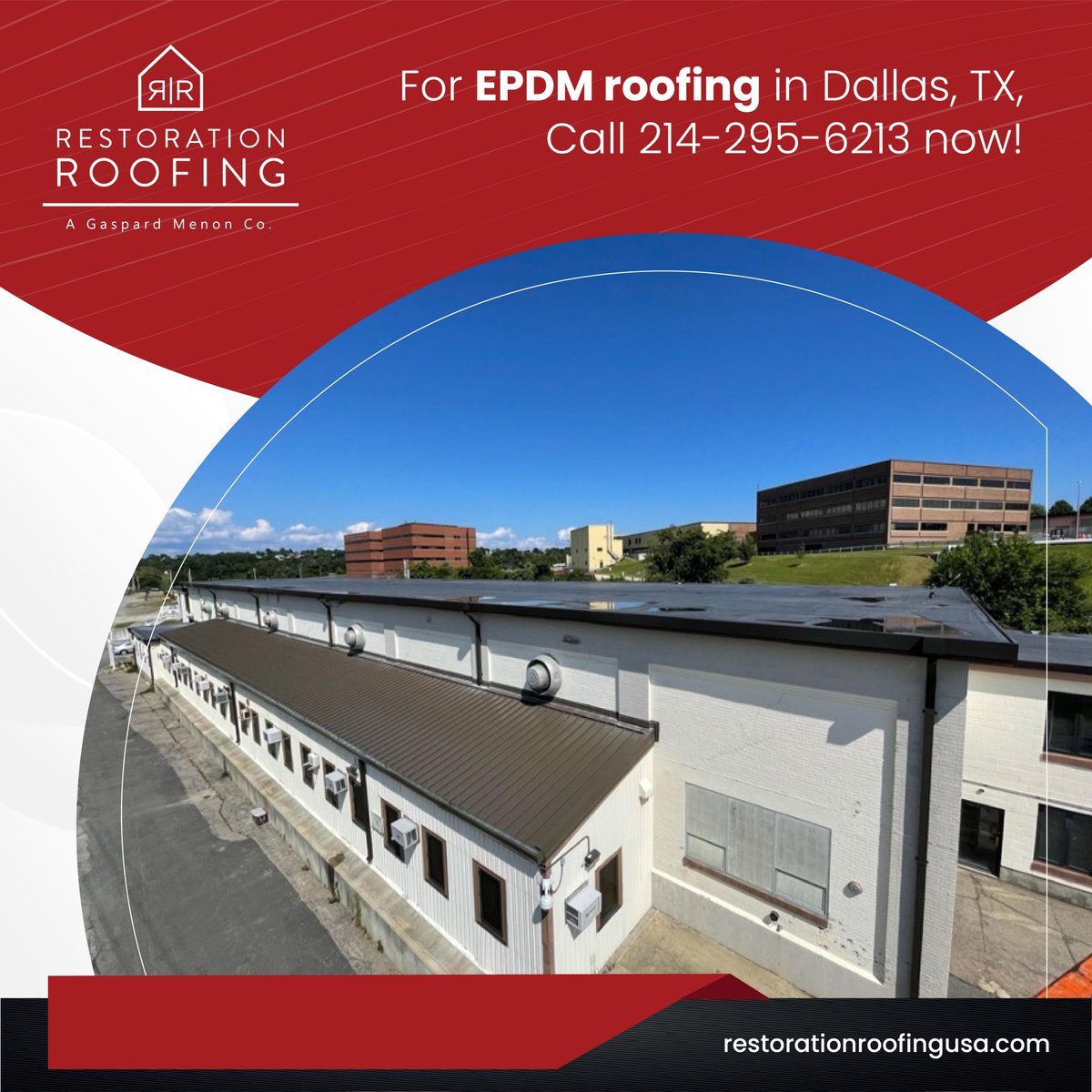 RestoreMyRoof's tweet photo. EPDM roofing can be an effective and sensible choice for low-sloped commercial roofs depending on your area. If you are interested in doing #EPDMroofing for your commercial buildings, call us today at 214-295-6213 or visit https://t.co/0FcNUBBHUx. #RestorationRoofing #epdmroof https://t.co/zUy5gxBG7U