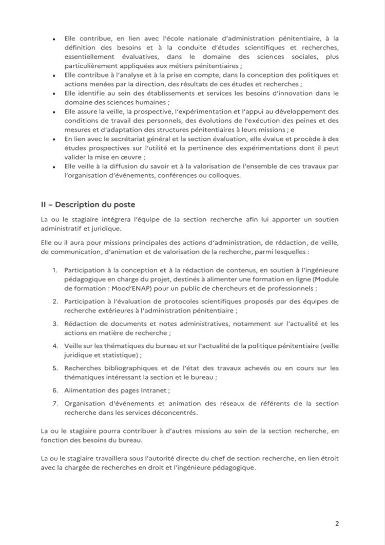 Marion_WagnerR's tweet photo. #stage #droit L’administration pénitentiaire recrute une ou un stagiaire chargé(e) de la rédaction de contenus pour la recherche https://t.co/dG81RcVSsF