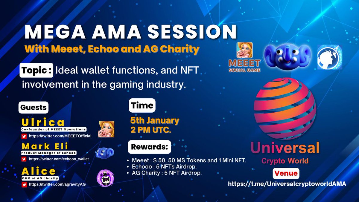 Winner List of Mega AMA Session. 

👑@FayejAh29031798 {Agravity 1 NFT}
👑 @MdArifB71406109 {Agravity 1 NFT}
👑@Arif70406956 {Echooo 1 NFT}
👑@Silva45893027 {Echooo 1 NFT}
👑@Alexhalk4 {10 USDT}
👑@Polard24226801 {10 USDT }
👑@Rockprontus93 {10 MS Tokens}

⭐DM us for Reward.