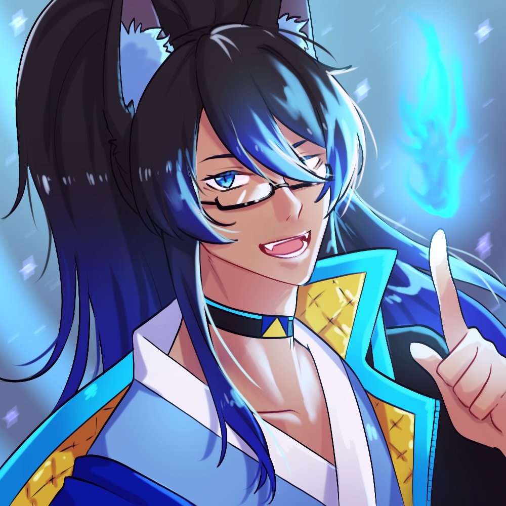 SenxainVT's tweet photo. I am honestly still gushing about the fan art I received from @neahtasha this morning. She made me look way too good with these blue flames. PLEASE CHECK HER OUT! Her commissions are open! Link in LRT to her post. #SenxArt #ENVtuber #Vtuber https://t.co/p9hlA7nwkq