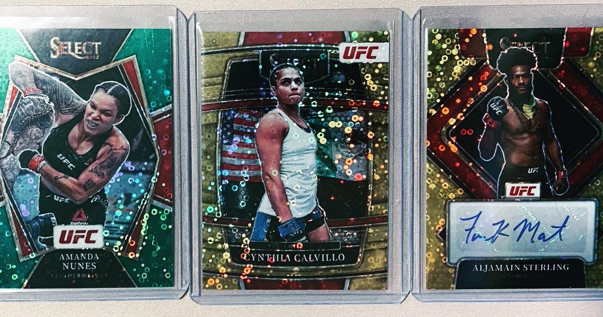 CorgoCards's tweet photo. Some 🔥 numbered UFC pulls #ufcselect2022 #ufcselect #ufccards #amandanunes #aljamainsterling #cynthiacalvillo #twitch #livebreaks #ufc https://t.co/ERfsHndK0h