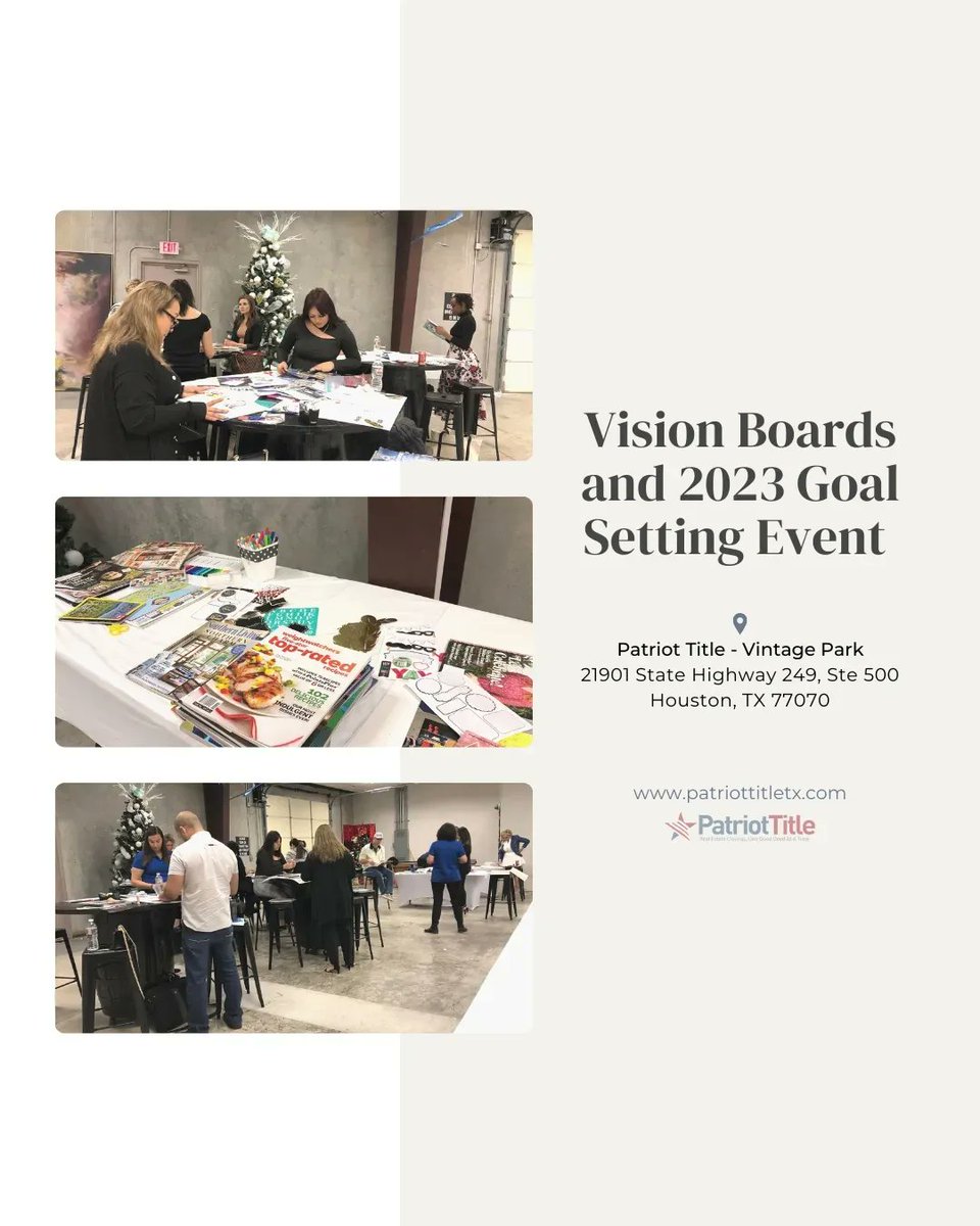 patriottitleco's tweet image. Thank you for gracing us with your presence. This activity has been reflective and productive, and from us, we hope that with your personalized board you'll be able to achieve your goals this year. ❤✨

We're looking forward to your success! 🎉

#patriottitletx #goalplanning