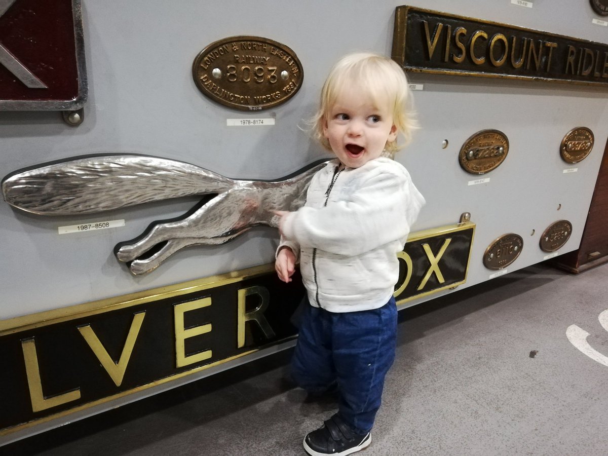 jaymz_hatstand's tweet photo. They say 'never meet your heros', but as an avid 'Elizabethan Express' watcher, Seb seemed pretty pleased when meeting one of his today @RailwayMuseum #SilverFox #ClassicSteam #Nameplate https://t.co/itf0zGA168