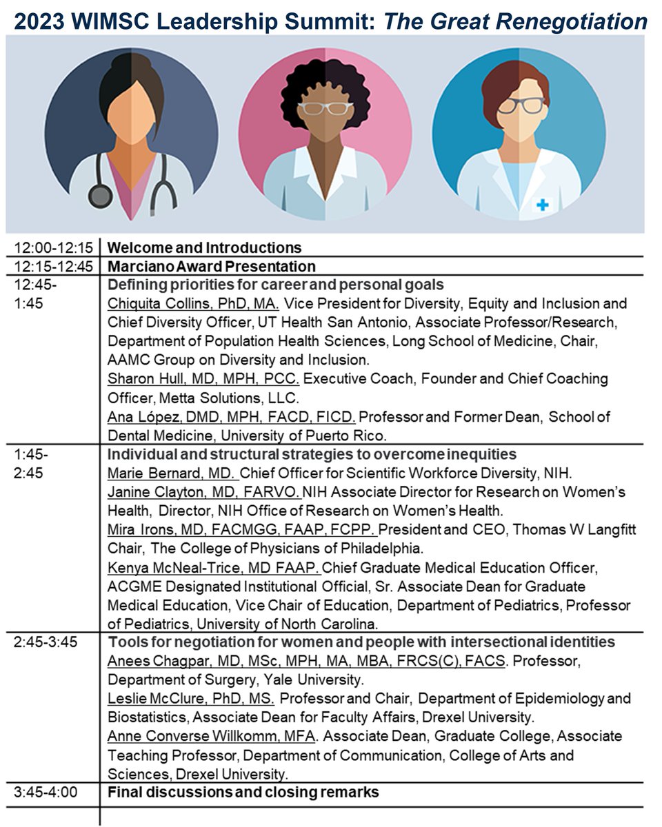 DrexelWimsc's tweet image. Details on Panels and Speakers for the annual Drexel Women in Medicine and Science Leadership Summit - "The Great Renegotiation" - are live!
drexel.edu/medicine/about…
Registration is free but required - link will be available soon.