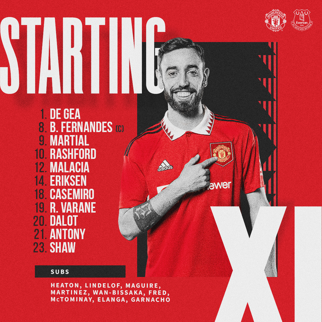 ManUtd's tweet photo. 🥁 Presenting your 11 Reds to take on Everton in the #FACup! 👏

#MUFC