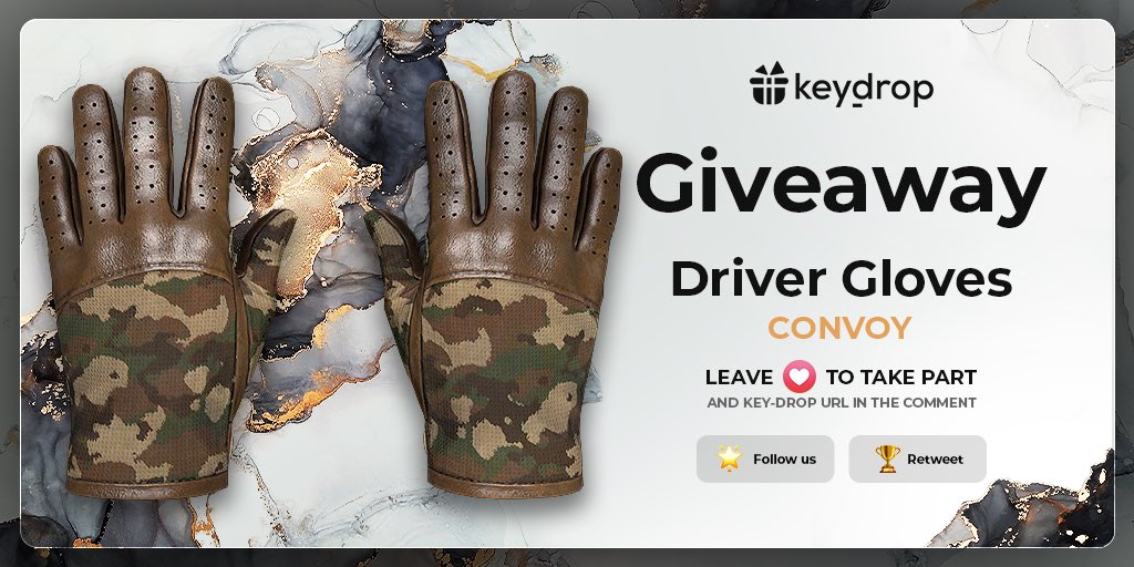 keydropcom's tweet photo. Giveaway on ★ Driver Gloves | Convoy 🎁

👊 Just leave ❤️ under the post! 
🌟 Follow us!
🏆 Retweet!
 
⏰ Wait 24 hours!

#freeskins #csgoskinsgiveaway #csgoskinsfree #giveaway #airdrop #csgocases #csgocase #csgoesport #skins #csgoskins #keydrop #keydropcom #csgo https://t.co/jmNigt3Klp