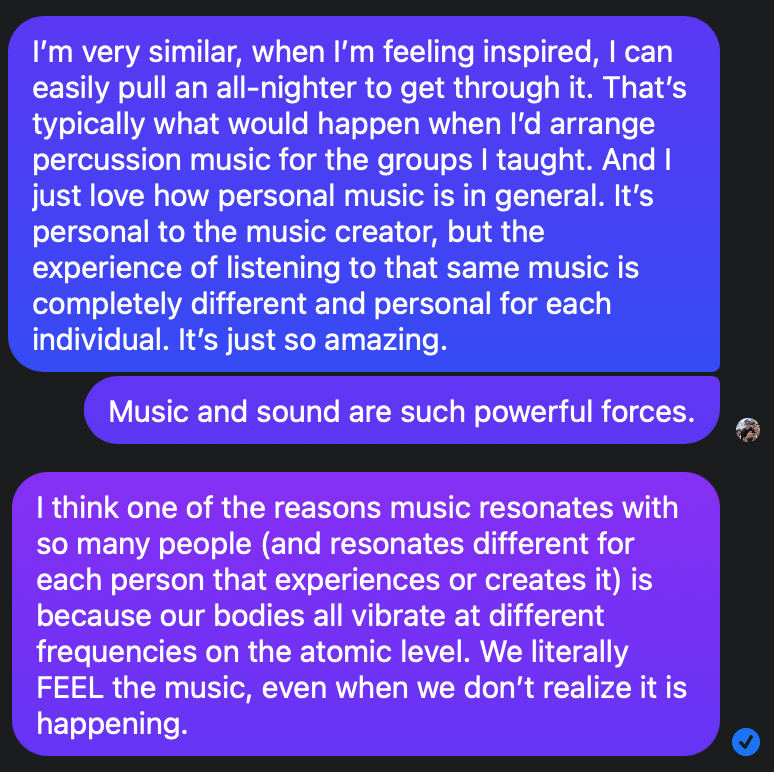 Does anyone else screenshot conversations with people when you share something and you're just like, 'Damn. That's good. I should do something with that'? Just me? 🙃

#music #soundfrequencies