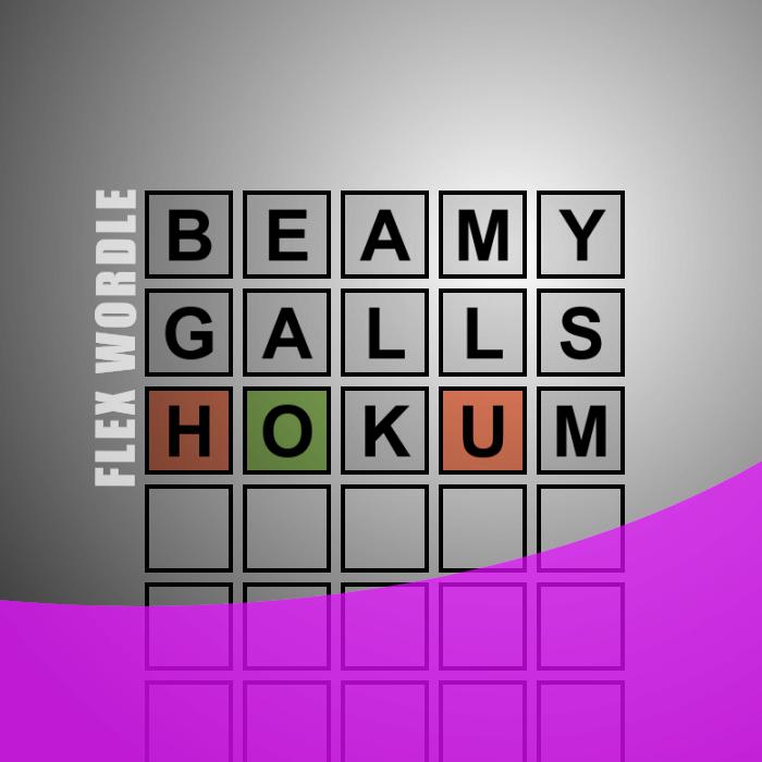 GBrainTeasers's tweet photo. Flex Wordle 264 - #BEAMY, #GALLS, #HOKUM - Guess the #WORDLE in 3 tries - https://t.co/eEDjb1Lzpt https://t.co/iaswqmn5Ab