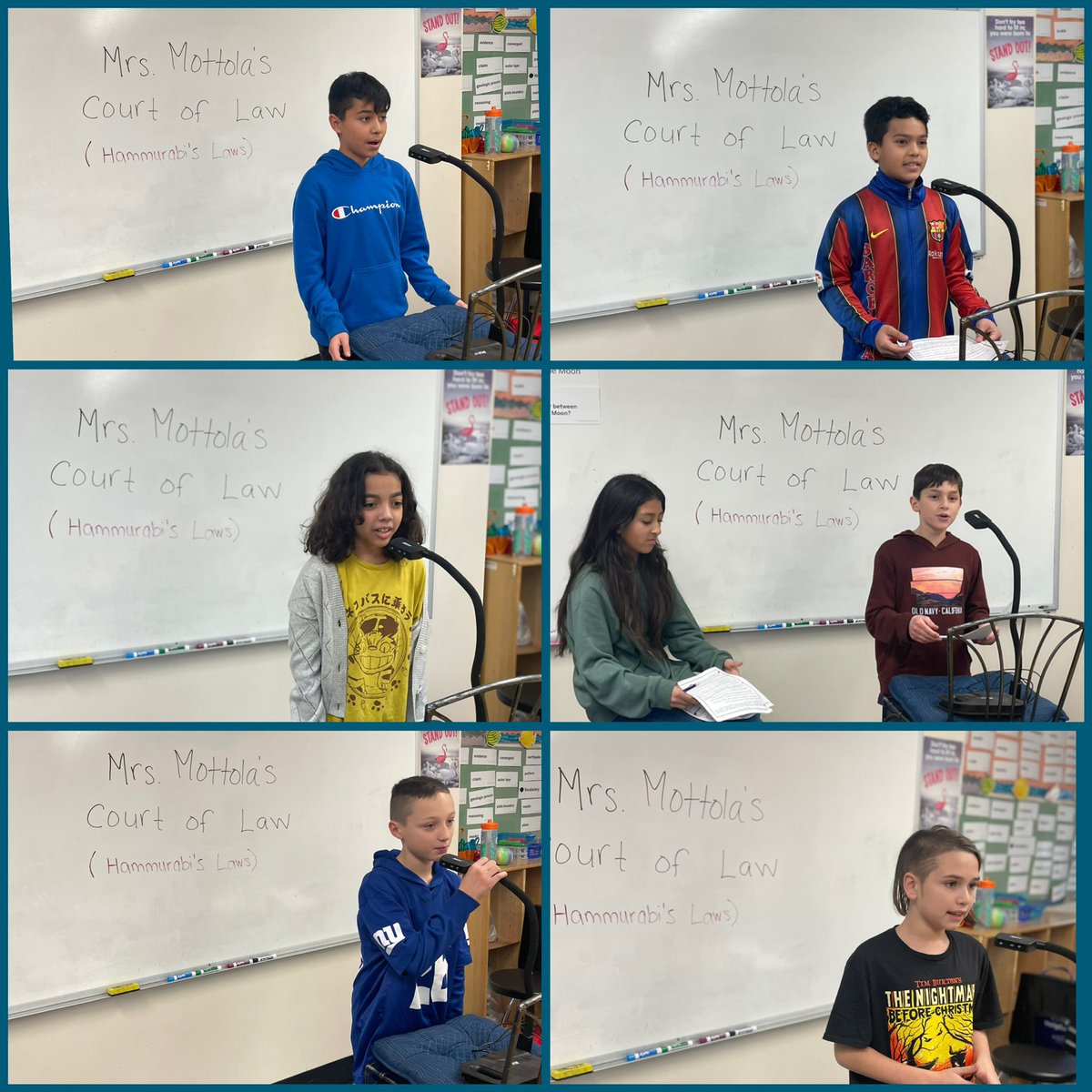 6th grade historians took the stand in Mrs. Mottola’s Court of Law. Ss debated about the Code of Hammurabi. Were his laws too harsh? 👩‍⚖️📜🏛️ <a href="/WHGWashington/">WHGW</a> <a href="/WHHumanities/">WHUFSDHumanities</a> <a href="/WhufsdRams/">Ram Pride</a>