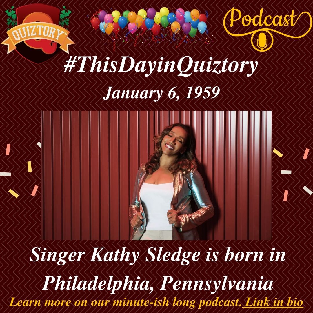 #ThisDayinQuiztory January 6, 1959 For more on #KathySledge listen to today's #BlackHistory #podcast & follow @quiztory for more facts . . #sistersledge #singer #artist #music #pop #happybirthday #rnb #dance #wearefamily #bhm #onthisday #blackhistorymonth #iheartradio #quiztory