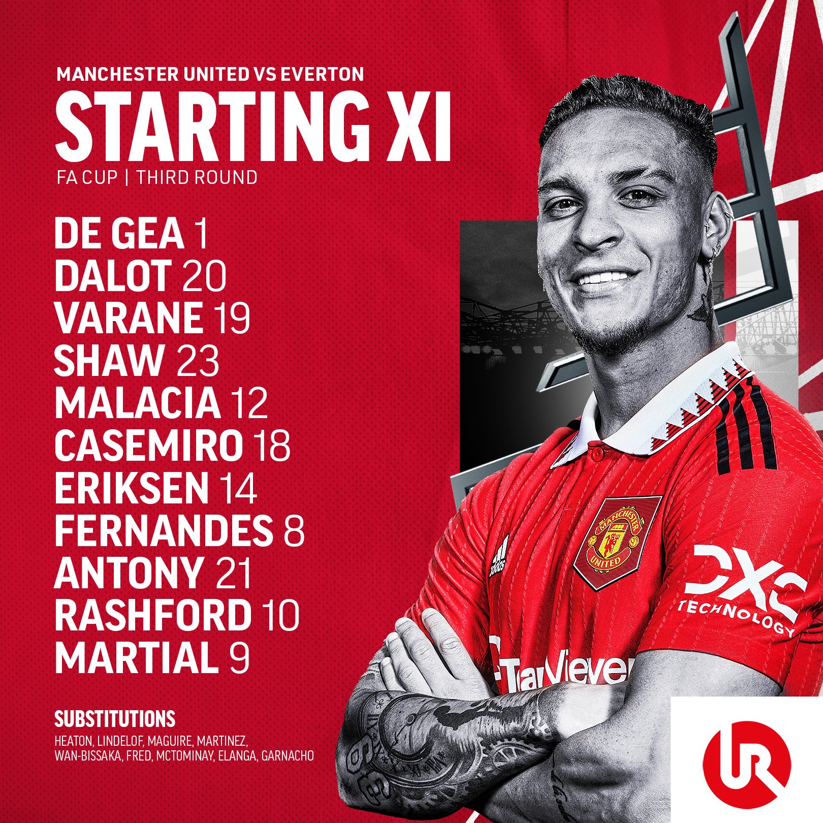 United's starting line-up for today's - Manchester United