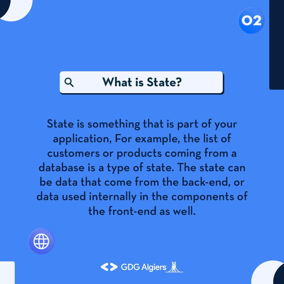 GDG_Algiers's tweet photo. In our last installement of the Frontend chapter, we're diving into the world of state management. ✨
Join us as we show you how to master the art of keeping your web apps running efficiently!
#GDG #GDGAlgiers #webdevelopment #webdev #statemanagement #modernfrontend #webitup https://t.co/knBX8tSdCj