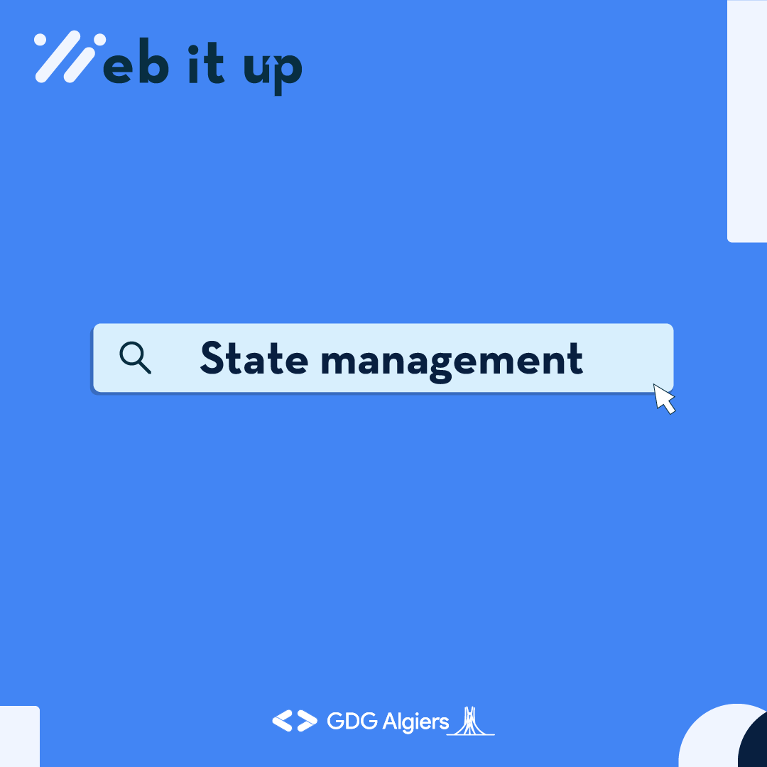 GDG_Algiers's tweet photo. In our last installement of the Frontend chapter, we're diving into the world of state management. ✨
Join us as we show you how to master the art of keeping your web apps running efficiently!
#GDG #GDGAlgiers #webdevelopment #webdev #statemanagement #modernfrontend #webitup https://t.co/knBX8tSdCj