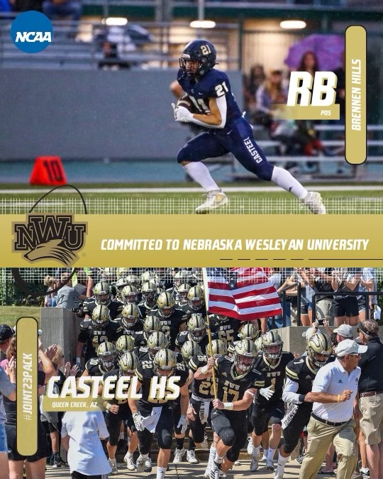 Brennen Hills (@brennenhills) on Twitter photo I am excited to announce my verbal commitment to <a href="/NWUFootball/">NWU Football</a> where I will be continuing my athletic and acedemic career. Thank you to everyone who believed in me! <a href="/CoachPosateri/">Coach Poz</a> <a href="/GametimeRC/">Gametime Recruiting & Consulting</a> <a href="/CoachPerrone/">Coach Perrone (My Recruits)</a> <a href="/NCAACasteelHS/">Casteel NCAA - Ann Pierson</a> <a href="/JUSTCHILLY/">Just Chilly</a> <a href="/gridironarizona/">Gridiron Arizona</a> <a href="/theWheatonWay/">Wheaton Sports Solution</a> I am excited to announce my verbal commitment to <a href="/NWUFootball/">NWU Football</a> where I will be continuing my athletic and acedemic career. Thank you to everyone who believed in me! <a href="/CoachPosateri/">Coach Poz</a> <a href="/GametimeRC/">Gametime Recruiting & Consulting</a> <a href="/CoachPerrone/">Coach Perrone (My Recruits)</a> <a href="/NCAACasteelHS/">Casteel NCAA - Ann Pierson</a> <a href="/JUSTCHILLY/">Just Chilly</a> <a href="/gridironarizona/">Gridiron Arizona</a> <a href="/theWheatonWay/">Wheaton Sports Solution</a>
