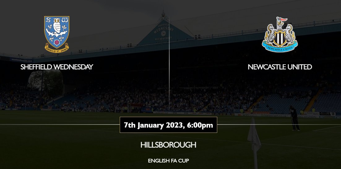 𝗛𝗢𝗪 𝗙𝗔𝗥 𝗖𝗔𝗡 𝗡𝗘𝗪𝗖𝗔𝗦𝗧𝗟𝗘 𝗚𝗢 𝗜𝗡 𝗧𝗛𝗘 𝗙𝗔 𝗖𝗨𝗣?

Newcastle face Sheffield Wednesday in the 3rd Round of the FA Cup on Saturday 7th Jan at 6:00pm!  We're showing it in the clubhouse, so stop by to see if Newcastle can continue their unbeaten run of form!