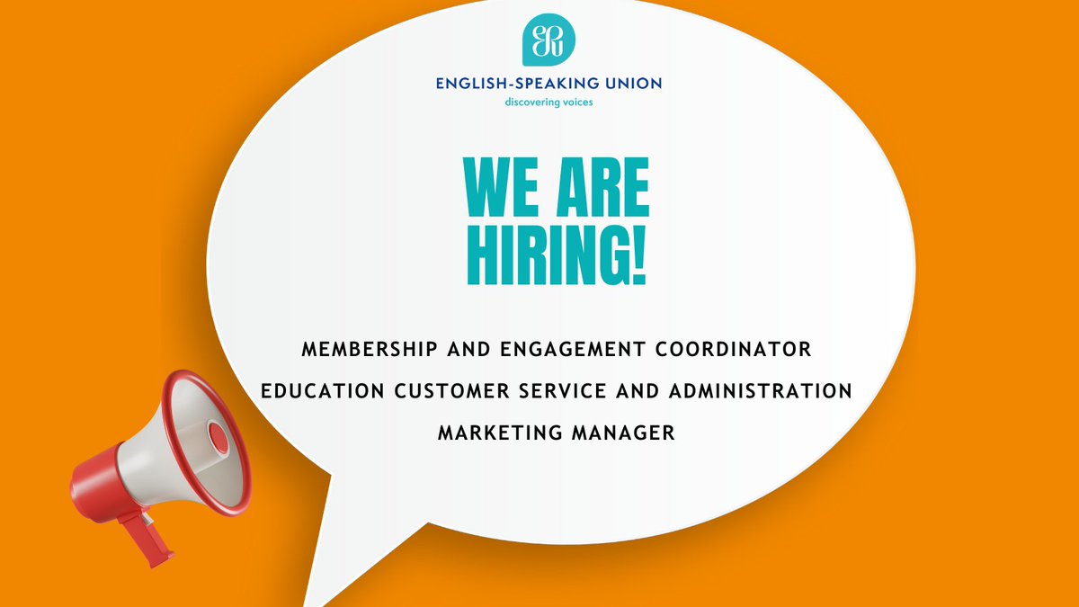 theESU's tweet photo. We are hiring! By working with us you can help ensure that young people have the speaking and listening skills and cross-cultural understanding they need to thrive. #jobsinlondon #workinlondon #jobsinmayfair #marketingmanager #wearehiring #educationsector https://t.co/opBl1M3yPd