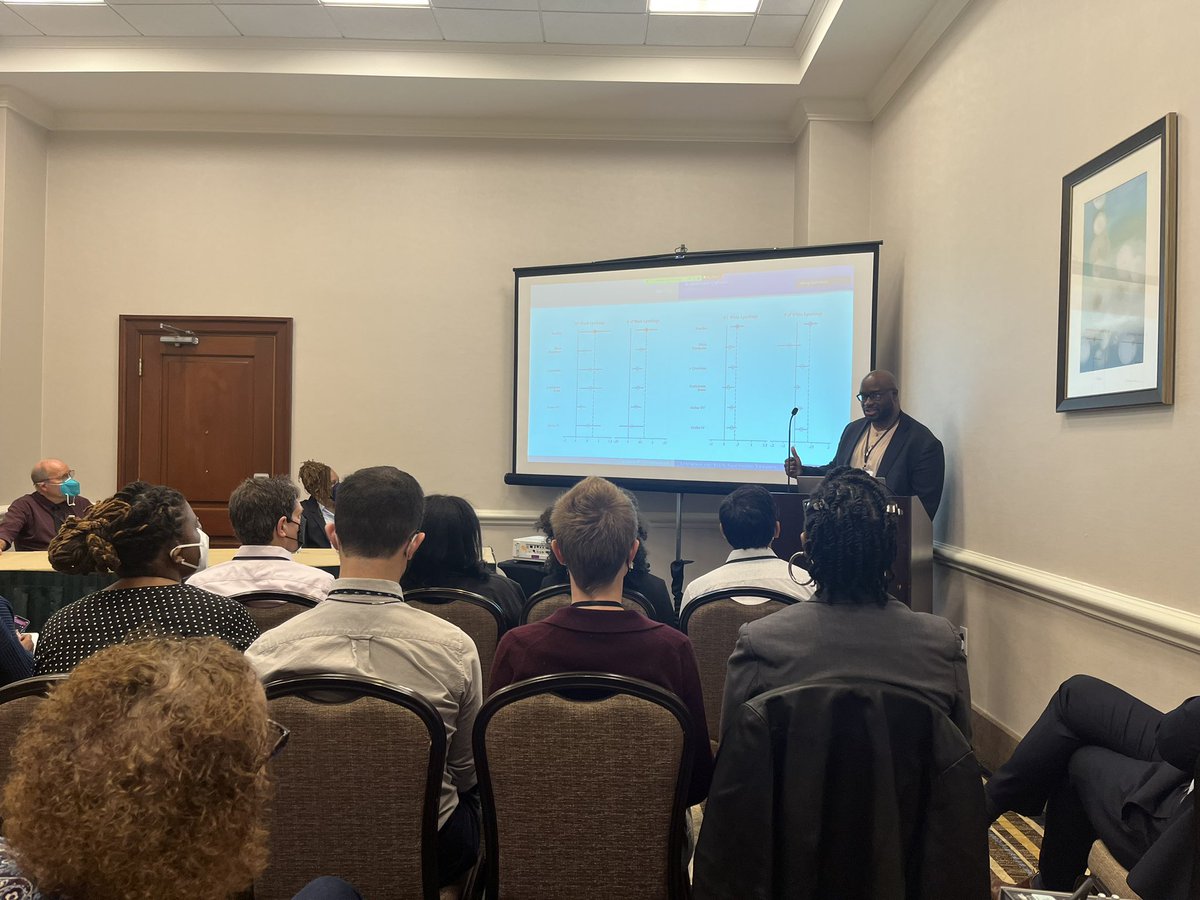 Now <a href="/DrJPCunningham/">Jamein P. Cunningham</a> presenting on the legacy of lynchings and state-sanctioned violence against Black Americans at #ASSA2023. Joint work with <a href="/RobynnCox/">Robynn Cox</a>, <a href="/TrevonDLogan/">Dr. Trevon D Logan</a>, <a href="/jhacova/">Jhacova Williams</a>, and #CarlBjuggren. Standing room only for this 8 AM session!