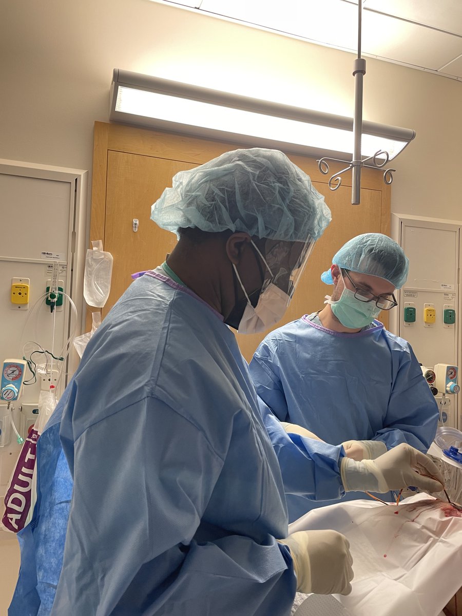 Dr. Lambert, PGY1 and Dr. Johnson during a bedside twist drill subdural evacuation procedure.
#residentlife #subdural #umasschan #UMassMemorialHealth