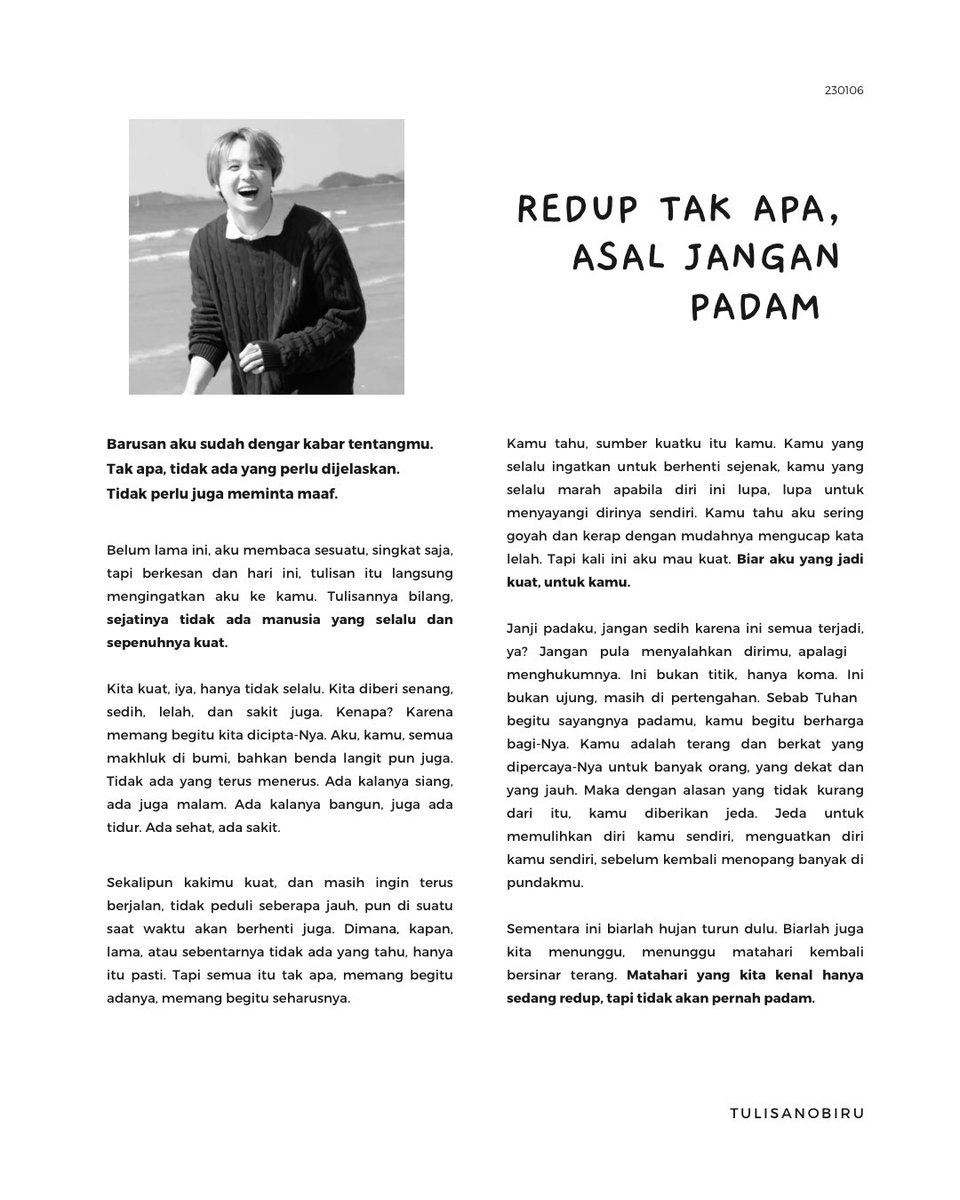 ; redup tak apa, asal jangan padam
by tulisanobiru. 

—
Get well soon, Haechan 🤍