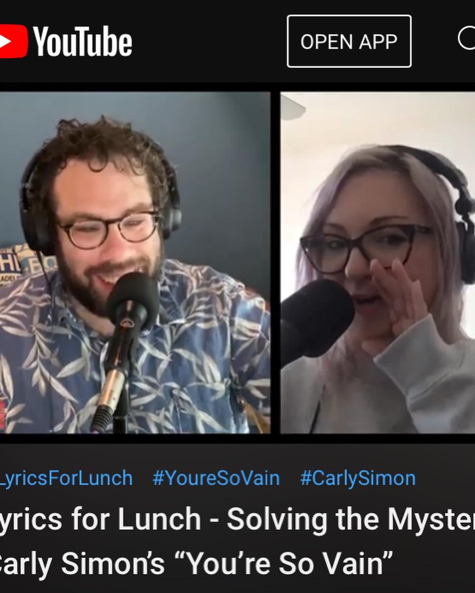 Our latest episode - Solving the Mystery of Carly Simon’s “You’re So Vain” - is viewable on <a href="/YouTube/">YouTube</a>! youtu.be/PRc6UHtvi74