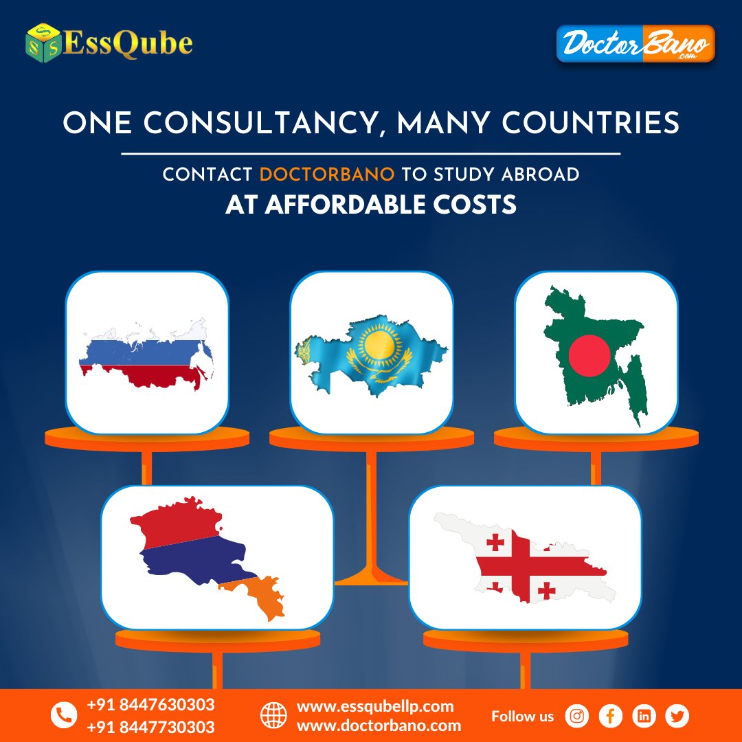 Contact DoctorBano to study abroad at affordable costs
.
#essqube #doctorbano #studymbbsinRussia  #studyabroad #studymbbs  #studymbbsabroad #mbbsabroad  #consultantindelhi #consultantservices #MBBSKazakhstan #overseaseducation #overseasstudyconsultant #Studymbbsinbangladesh