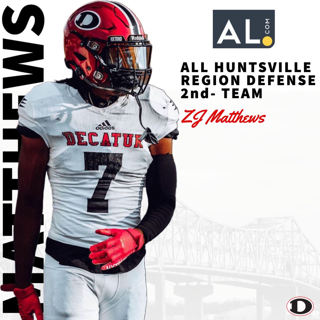 dhsfoot_ball's tweet photo. Congratulations to ZJ Matthews (@matthews_zj ) on being selected to the @aldotcom All Huntsville Team as a second team DB! #RRN https://t.co/3mRLuvfzUA