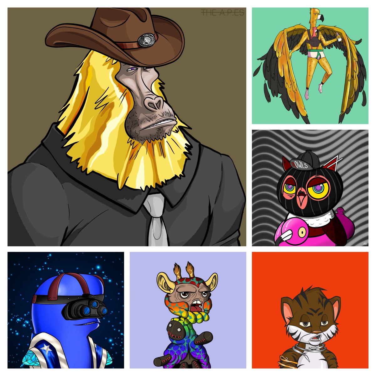 Many of us are well aware of the top moving collections, here is my list of some of the OGs some of the newcomers may not be aware of. 

<a href="/algorillas/">Algorillas.algo</a> 
<a href="/AOWLs_HootGang/">The Owl Collective | 🔥 Burn-to-Mint is 🪦</a> 
<a href="/GraffeAlgorand/">graffe.algo</a> 
<a href="/GalazkaAndrew/">ALGO HOUSE</a> 
<a href="/YoungBruteGang/">YoungBruteGang / RebelBruteGang</a>
<a href="/Algoluga/">Big Brain Belugas</a>

🤝