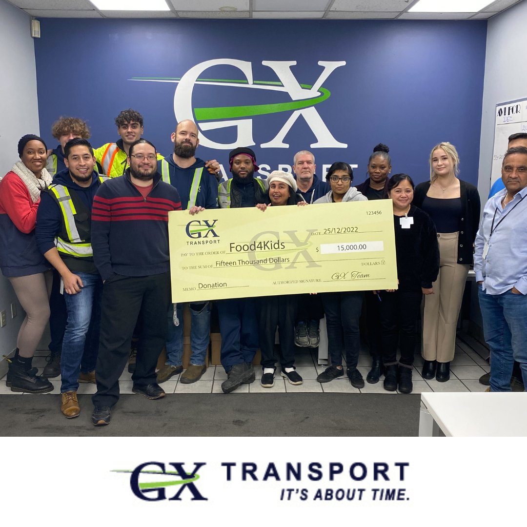 GXTransport's tweet image. As part of our annual holiday giving efforts, GX Managing Partners Michelle Arseneau and Dan Colagiacomo recently presented @food4kidshalton with a cheque for $15,000, our largest donation yet made on behalf of GX Transport employees and customers.
