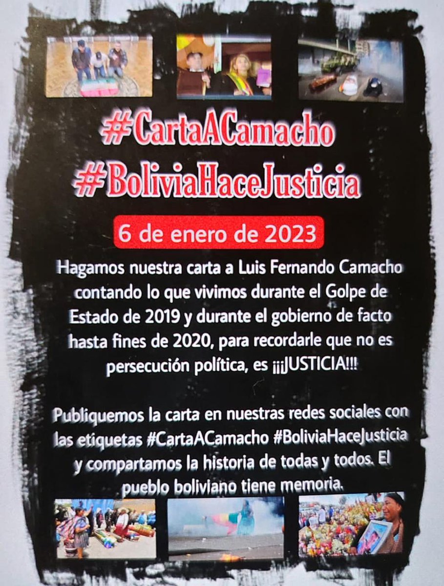 🇧🇴 El pueblo boliviano tiene memoria #BoliviaHaceJusticia  #CartaACamacho 📝 #6Enero