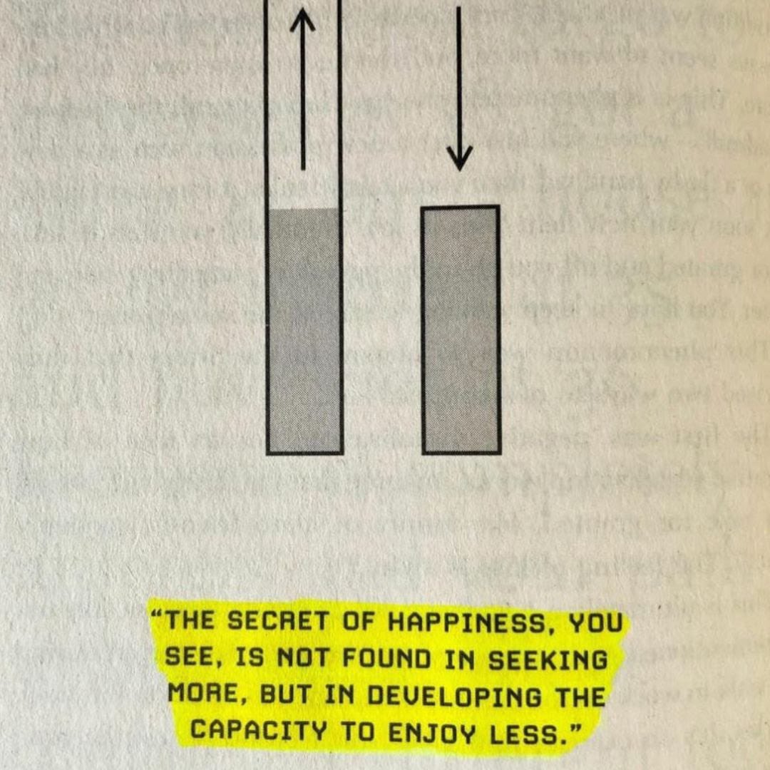 ravihkurani's tweet image. The secret to happiness, you see, is not found in seeking more, but in developing the capacity to enjoy less. - Socrates. Nudge from @rezsaeedi.
